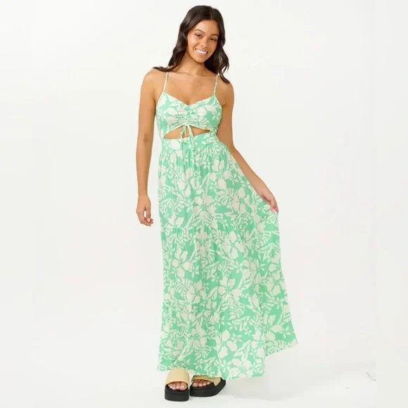 Rip Curl Sun To Sea Maxi Dress Tropical Green - Picture 5 of 10